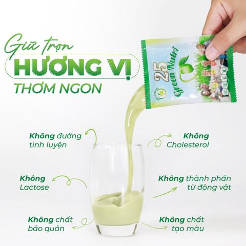 Sữa Hạt Ngũ Cốc 25 Green Nutri Nhập Khẩu - Thanh Lọc Cơ Thể, Vegan, 300gr (12 Gói), Chất Lượng Cao từ Malaysia